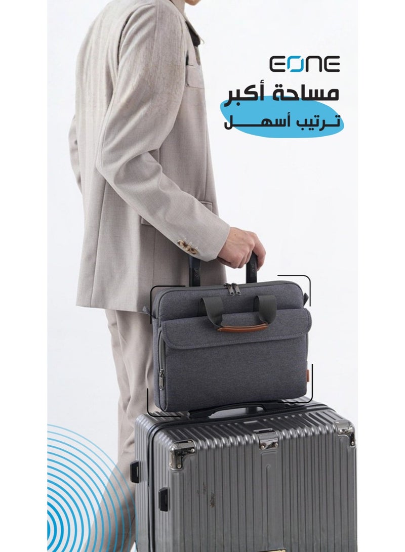 EONE Large Capacity Laptop Bag - Water-Resistant & Shockproof Slim Briefcase - All-Round Protection with Super Soft Lining - High Quality Daily Commute Bag - Grey - Image 5